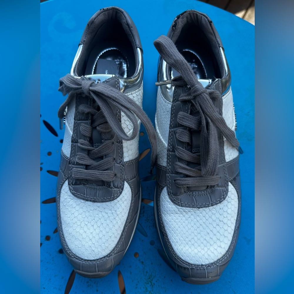 Michael Kors sneakers. Leather and man-made material. White, gray, silver. New.